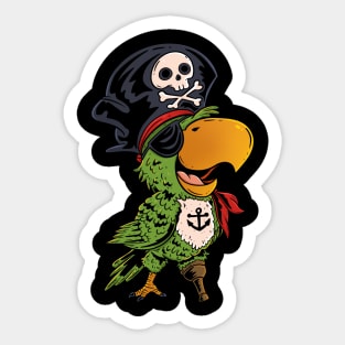 Ahoy Matey! Cute Pirate Parrot with Hat and Eyepatch Design Sticker